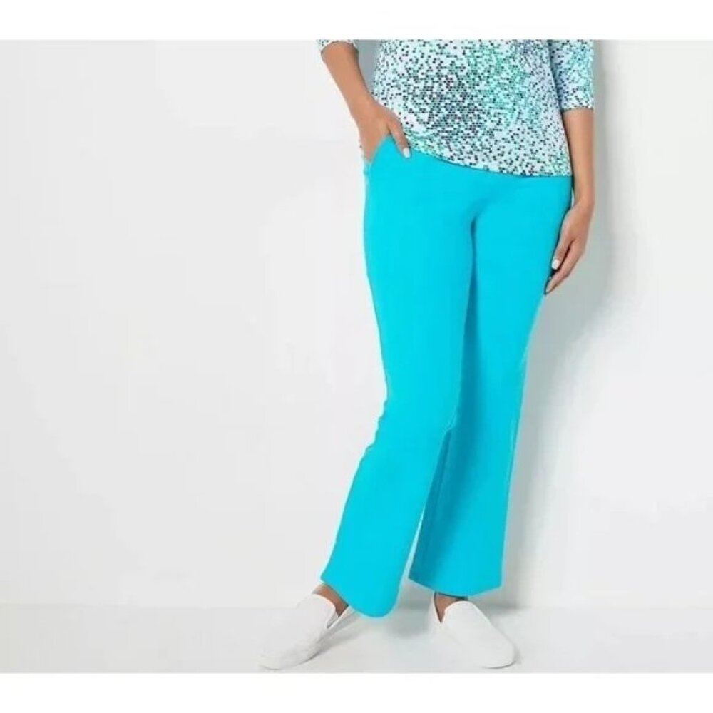 Sport Savvy Regular French Terry Lightly Bootcut Pant Womens XS Bright Aqua NEW